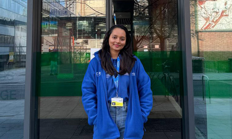 Gimhani Karunaratne standing outside the Richard Crossman building
