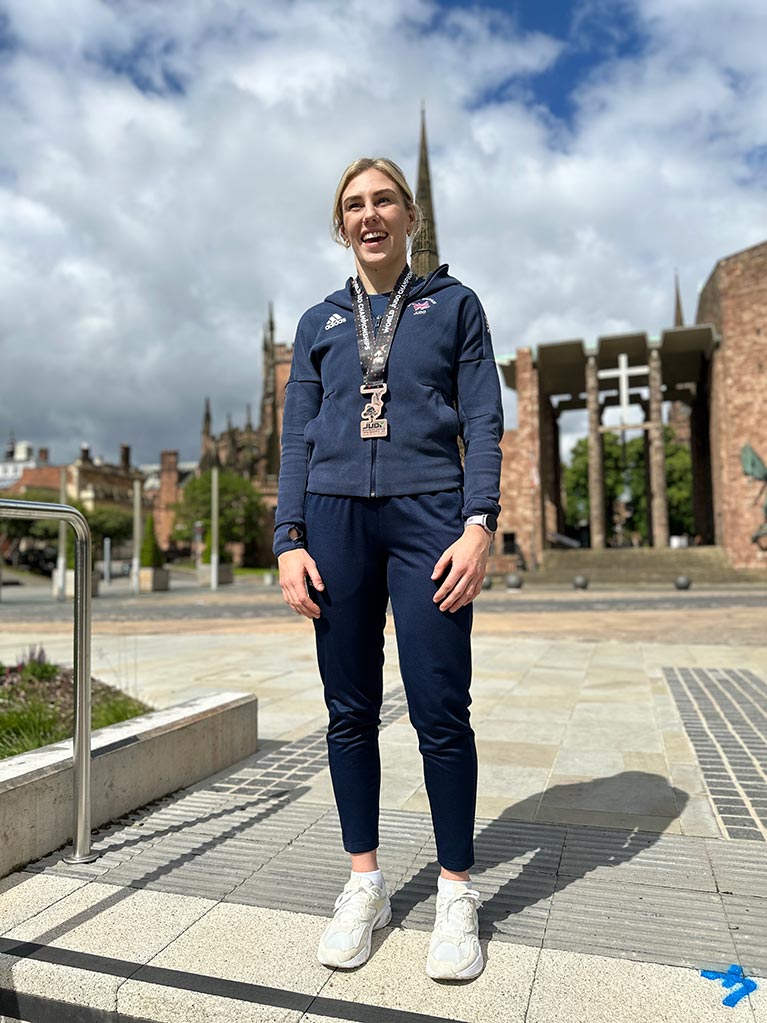 Emma Reid stood smiling in Coventry