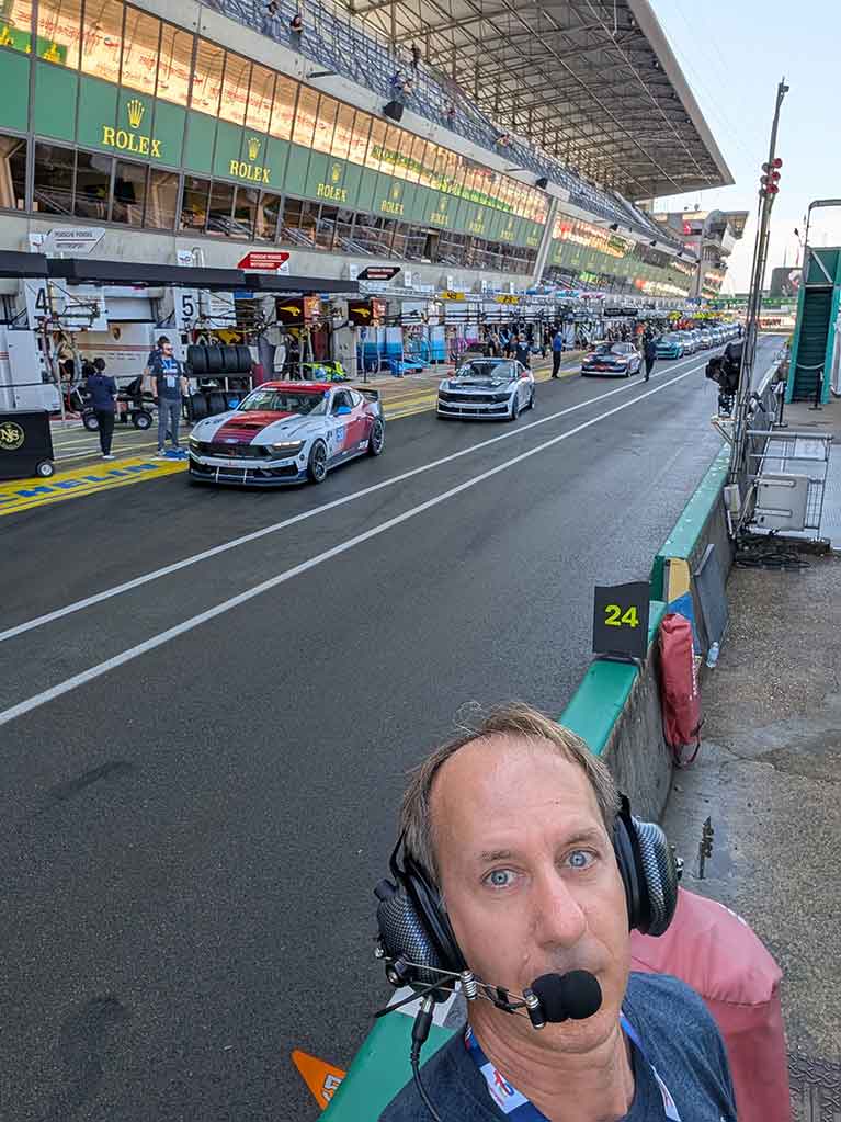 Phil Adcock at work at a race track