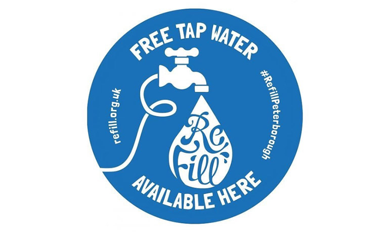 Free tap water re-use water bottle logo