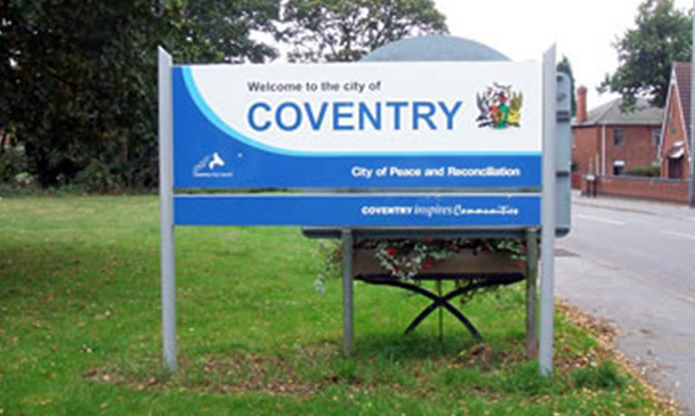 Welcome to Coventry sign