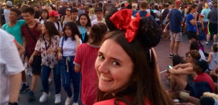 Evelyn Bell-Jones' wearing Minnie Mouse ears