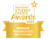 Logo for 2025 WhatUni? Student Choice Awards: Winner, Postgraduate, Midlands