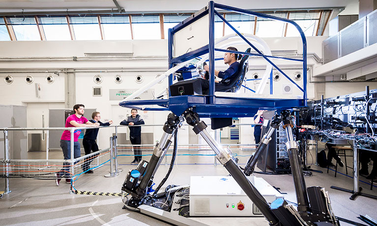 Student using Cruden F1 simulator at Coventry University