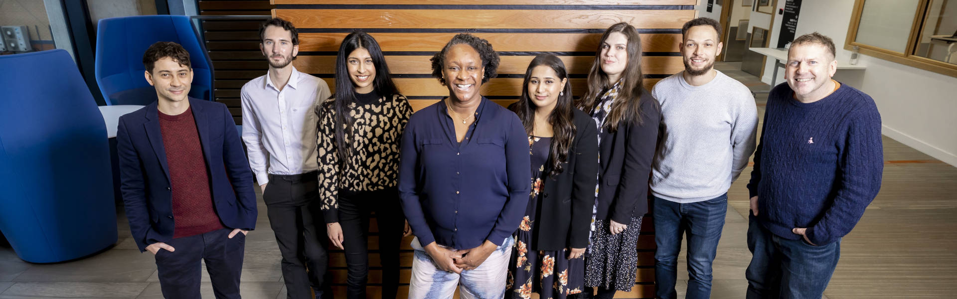 Group of people photographed on the Coventry University premises