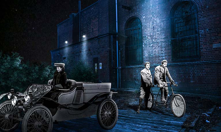 old car and bicycle