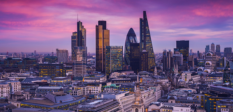 City of London skyline at night