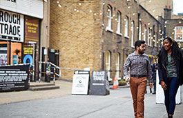 couple walking on london streets