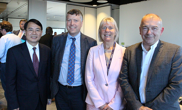 Pro-Vice-Chancellor and CEO Coventry University London Campus Janet Hannah, Vice-Chancellor Professor John Latham, Chinese Embassy Minister Counsellor Wang Yongli and the Chief Executive of the British Council, Sir Ciarán Devane