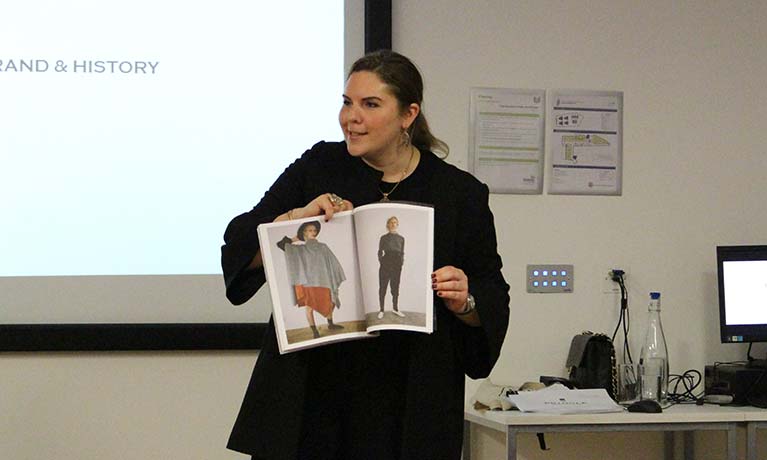 Commercial Director of Pringle of Scotland, Deniz Oral, visits fashion students at Coventry University London