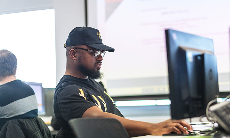 Student working at computer