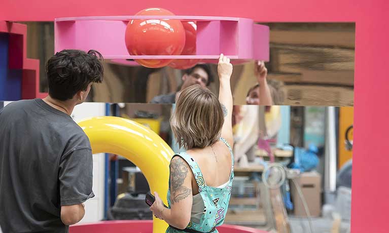 Sam working on a large installation 