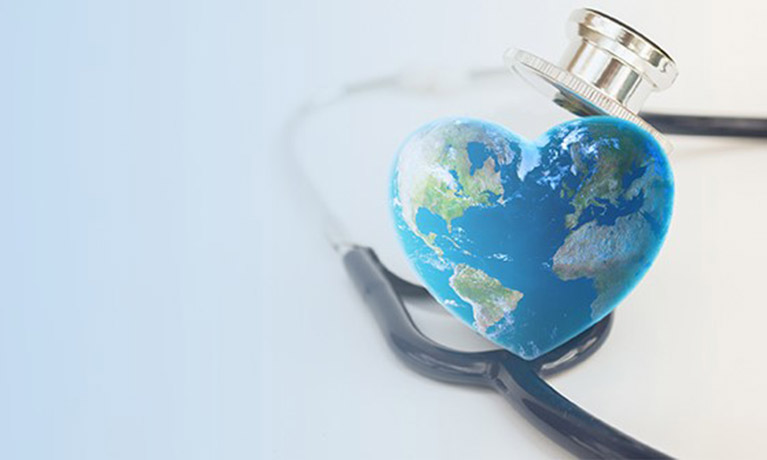 stethoscope around the globe