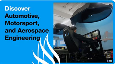 Student sitting in a simulation machine