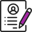 Resume icon displaying a paper and a pen