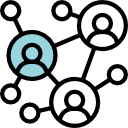 Three circles containing outlines of people interlinked