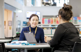 Students working together in the library.