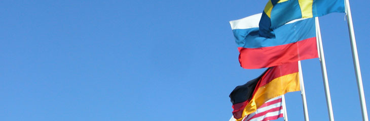 Flags on a blue sky