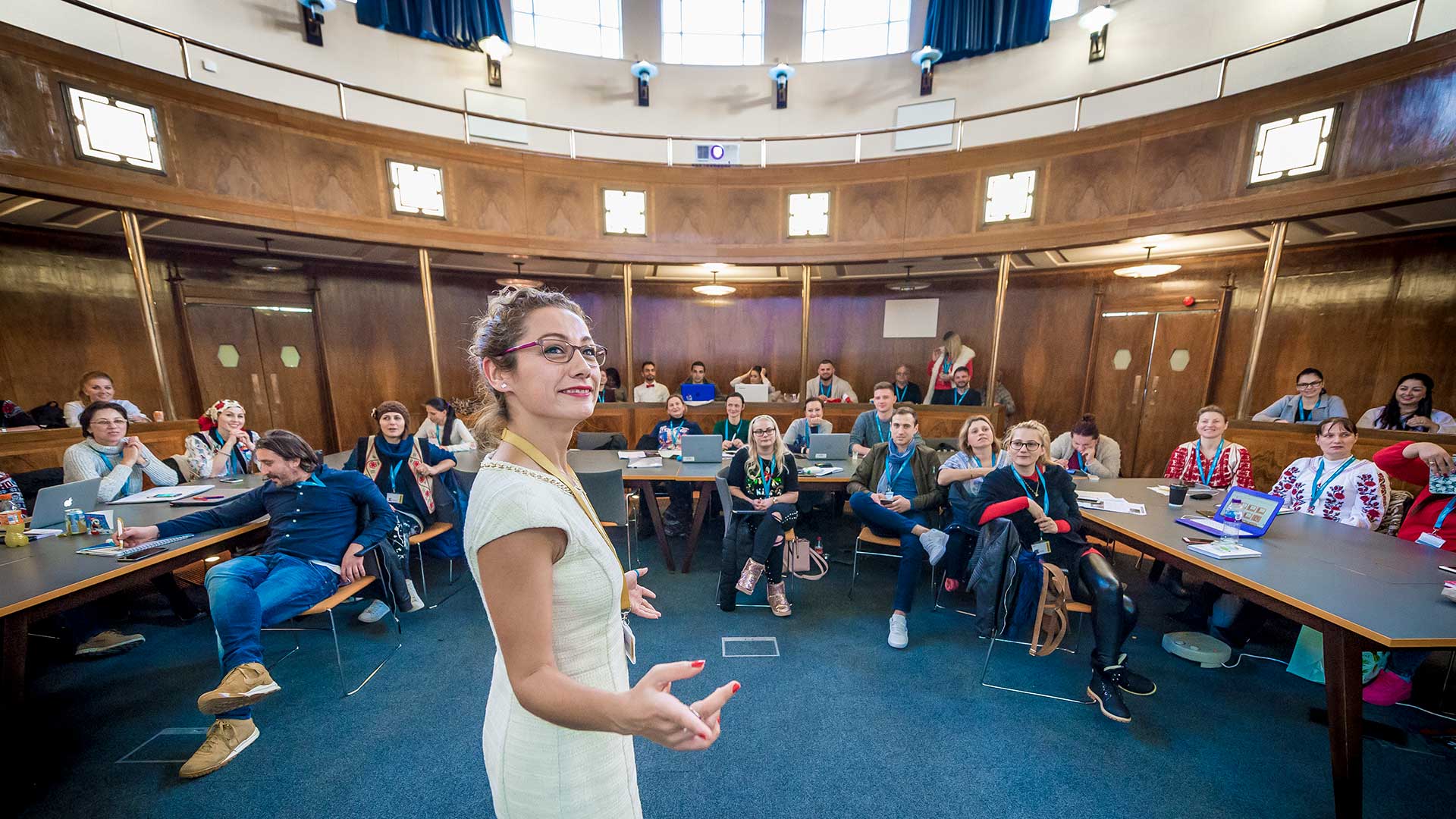 Lecturer teaching in front of a class