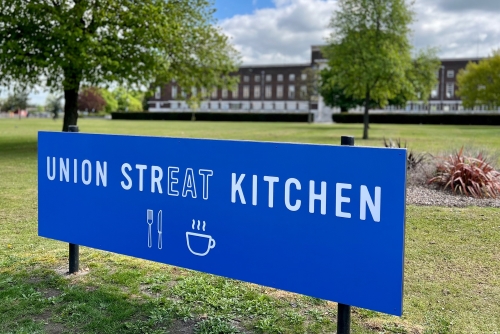 The Union Streat Kitchen sign outside the CU London Dagenham campus