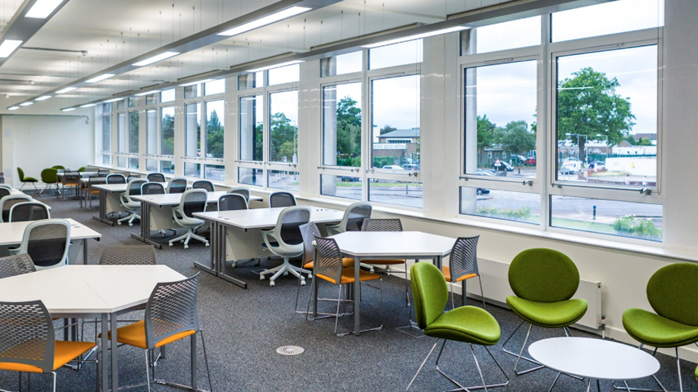 Dagenham campus room with multiple tables and chairs