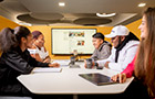 Group of students working together in a study space