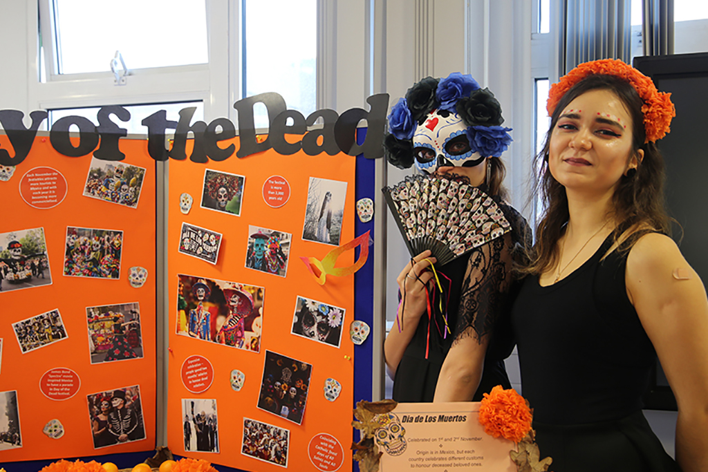Tourism students displaying course work
