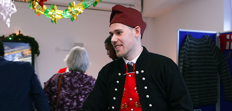 Simun dressed in traditional Faroese costume