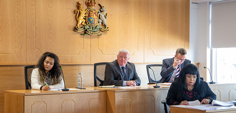 The mock courtroom at CU Coventry