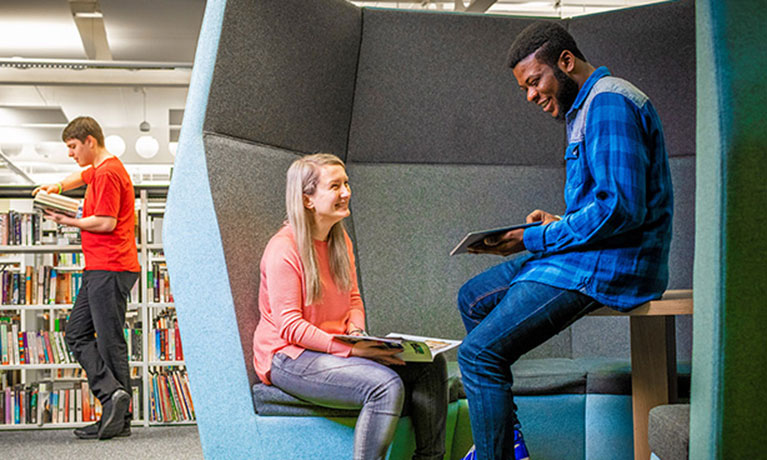 Two students sat down talking