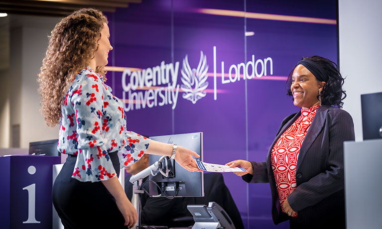 Student at campus reception