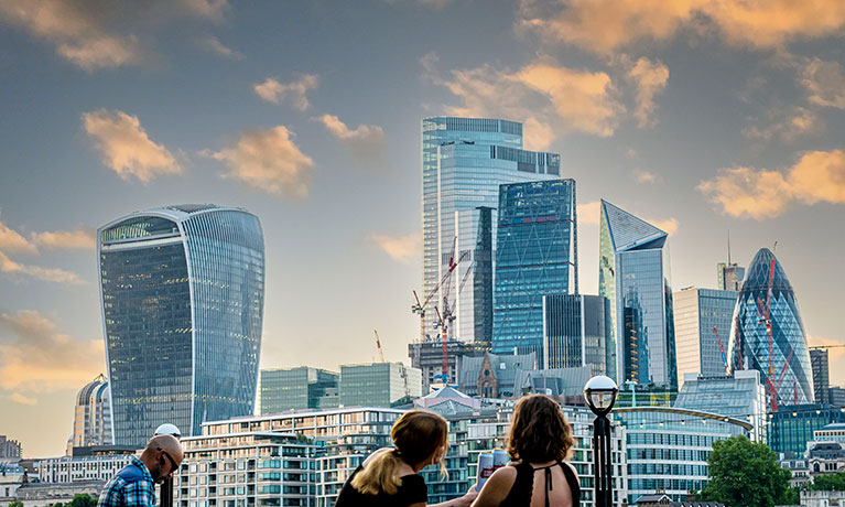 A city skyline of London.