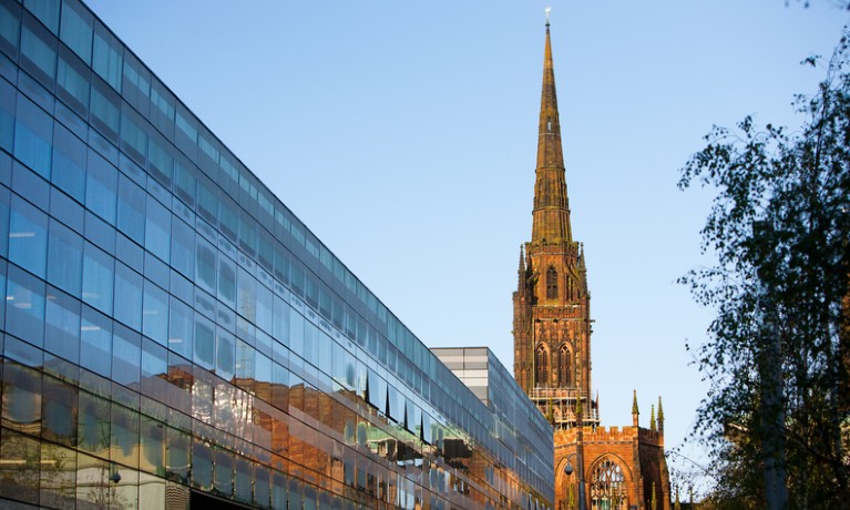 View of Coventry Cathedral from the university campus