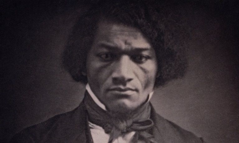 black and white photograph of Frederick Douglass