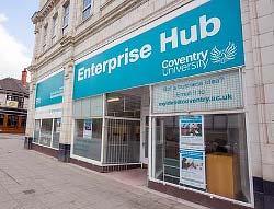 Front of the enterprise hub building in Coventry