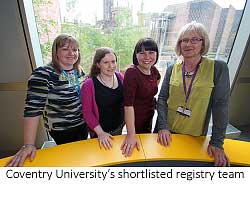 Coventry University's shortlisted registry team