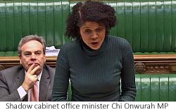 Shadow cabinet office minister Chi Onwurah MP talking in the House of Commons