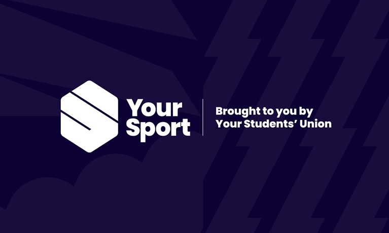 The YourSport logo in white on a dark blue background with the words "Brought to you by Your Students' Union" next to it