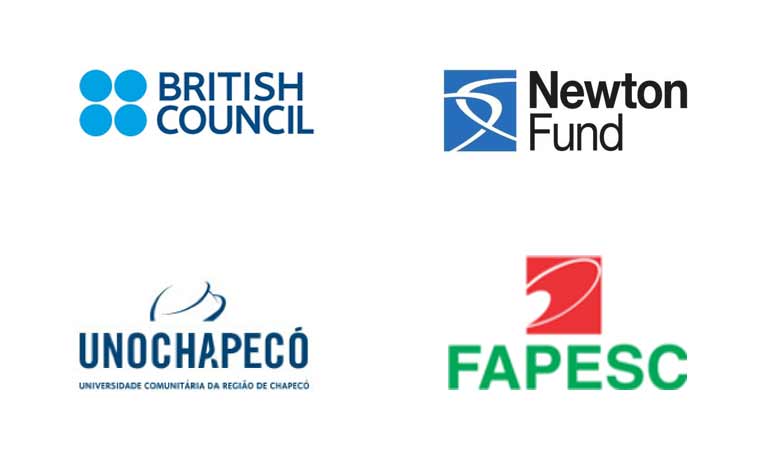 British Council, Newton Fund, Unochapecó, Fapesc logos