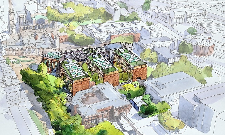 An artist's impression showing how the site in Coventry city centre could look after redevelopment