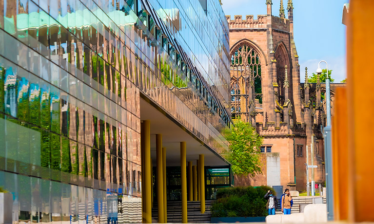 Coventry Cathedral view from Coventry University's Hub