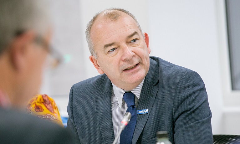 Professor John Latham CBE, Coventry University's Vice-Chancellor, in a suit and tie