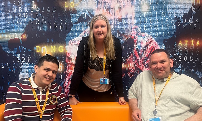 Coventry University's Cyber Security team. Left to right: Mohamed Gorada, Camilla Stevenson, Richard Uttley