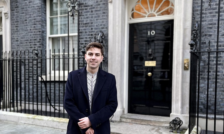 Pavel Pimkin standing outside 10 Downing Street