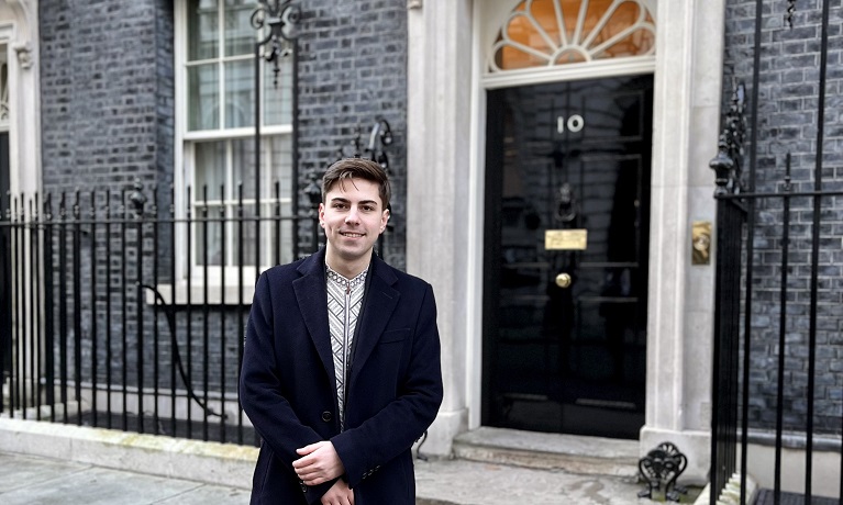 Pavel Pimkin outside 10 Downing Street