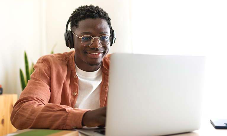 A student working online