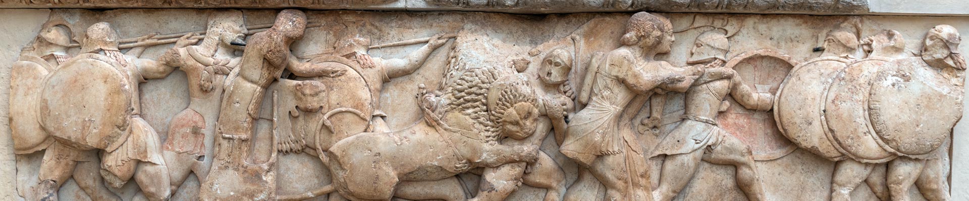 A marble frieze showing classic figures