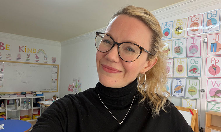 Grace Hodder in her classroom