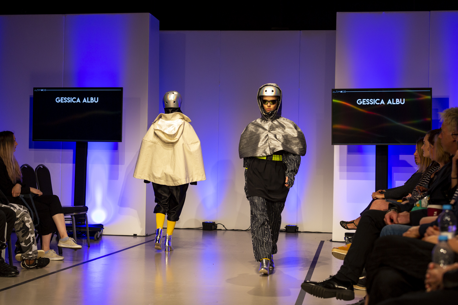 Models wear outfits designed by Coventry University final year BA Fashion students during the catwalk show.