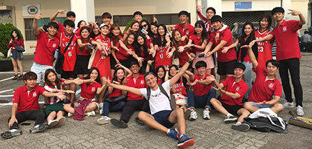 Sebastian group photo with students